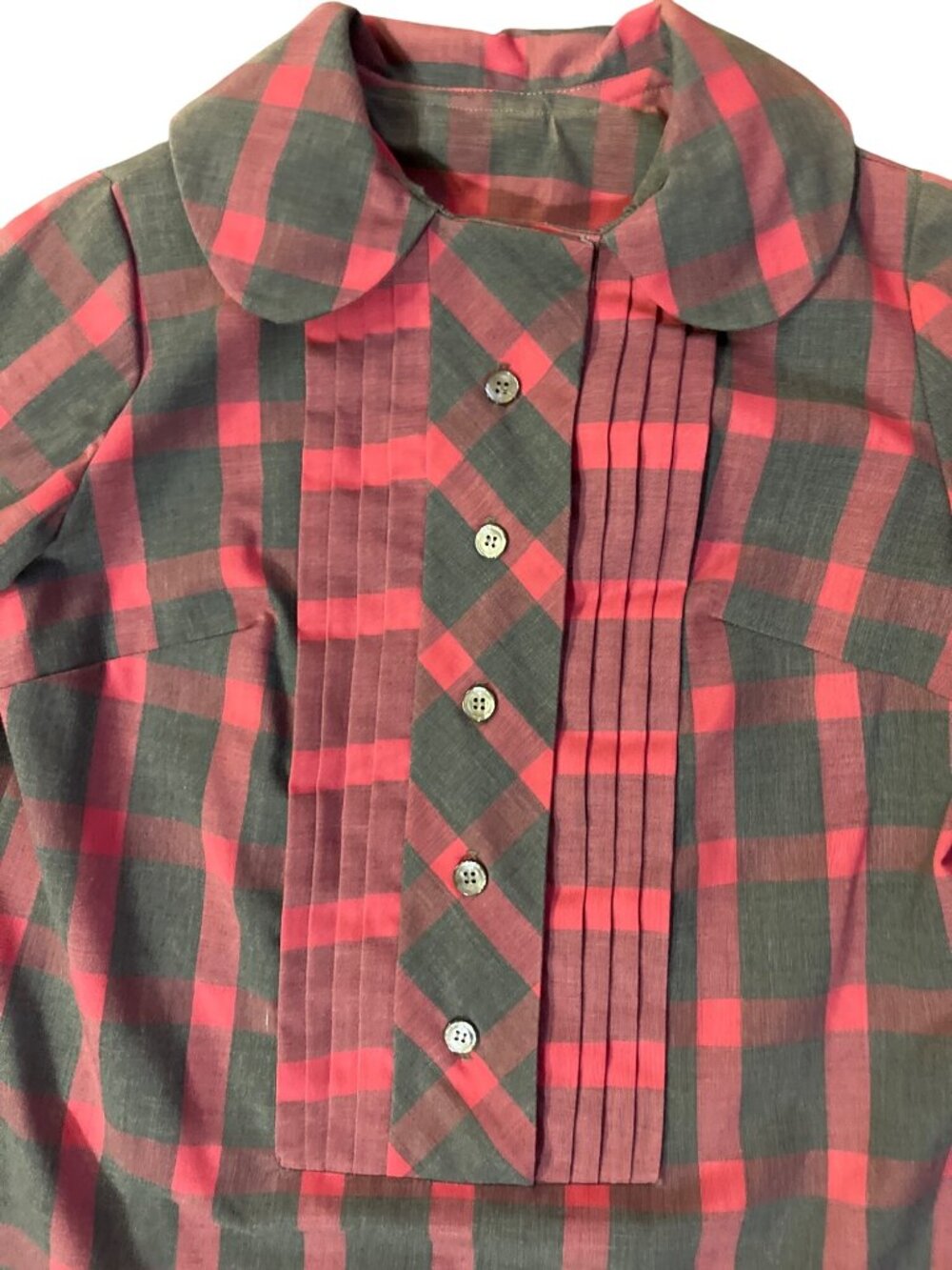 Vintage Handmade Plaid Dress Tunic Peter Pan Collar Womens S? Used - Picture 9 of 16